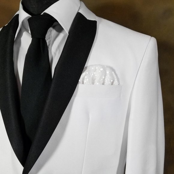 New - Men's Sequin Pre-Folded Pocket Square Insert - Bright White - Picture 4 of 6